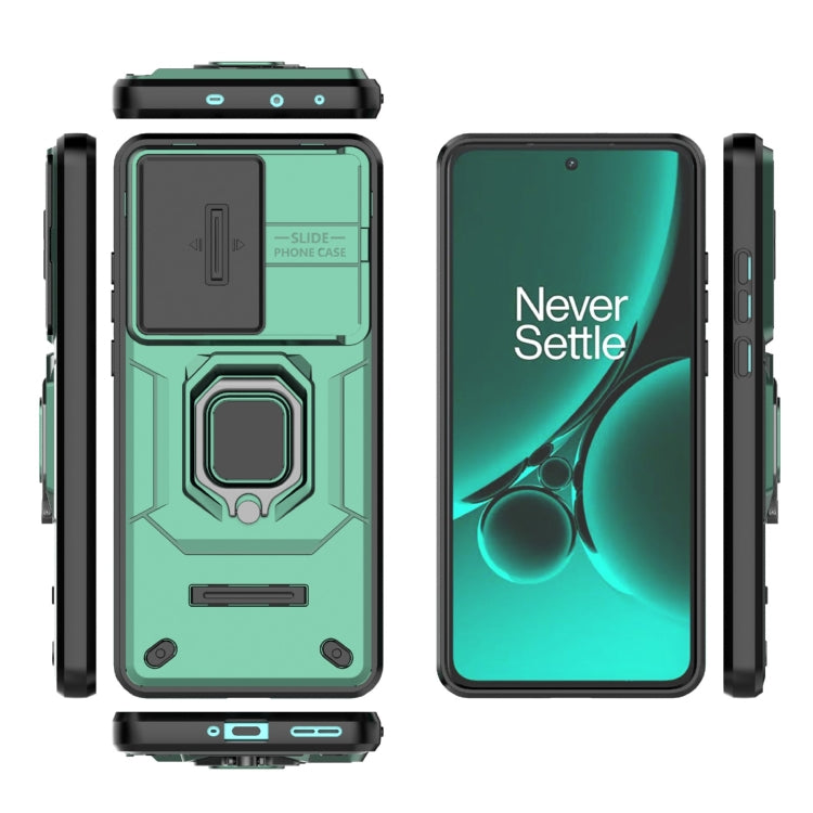 For OnePlus Nord CE3 5G Sliding Camshield TPU + PC Shockproof Phone Case with Holder(Green) - OnePlus Cases by PMC TechLife | Online Shopping South Africa | PMC TechLife | Buy Now Pay Later Mobicred