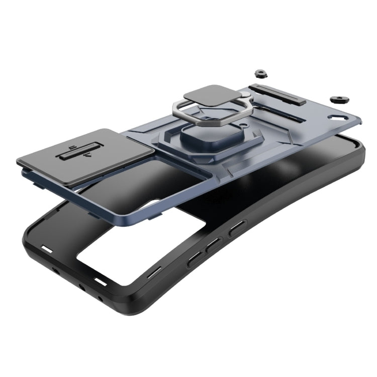 For OnePlus Nord CE 3 Lite 5G Sliding Camshield TPU + PC Shockproof Phone Case with Holder(Blue) - OnePlus Cases by PMC TechLife | Online Shopping South Africa | PMC TechLife | Buy Now Pay Later Mobicred