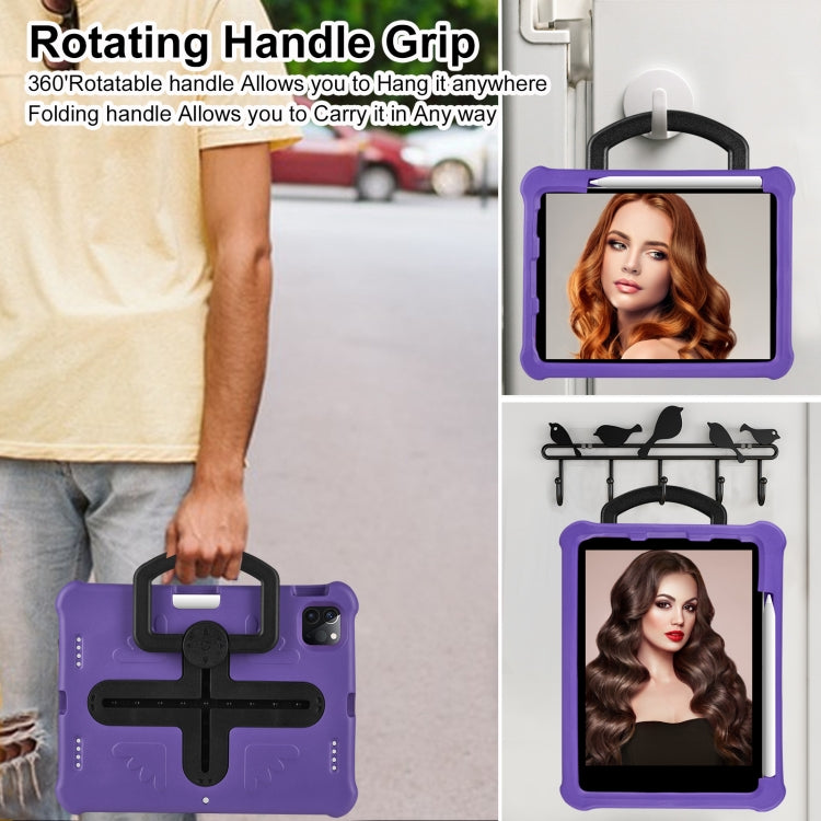 For iPad Pro 11 2024 Shield 360 Rotation Handle EVA Shockproof PC Tablet Case(Purple Black) - iPad Pro 11 2024 Cases by PMC TechLife | Online Shopping South Africa | PMC TechLife | Buy Now Pay Later Mobicred