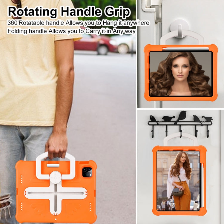 For iPad Air 11 2024 Shield 360 Rotation Handle EVA Shockproof PC Tablet Case(Orange Beige) - iPad Air 11 2024 Cases by PMC TechLife | Online Shopping South Africa | PMC TechLife | Buy Now Pay Later Mobicred