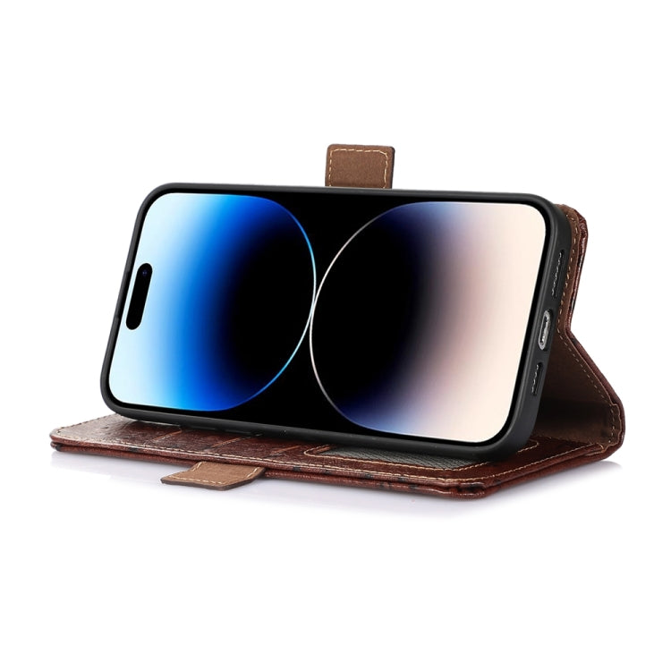 For Huawei Mate 60 Ostrich Pattern Genuine Leather RFID Phone Case(Coffee) - Huawei Cases by PMC TechLife | Online Shopping South Africa | PMC TechLife | Buy Now Pay Later Mobicred
