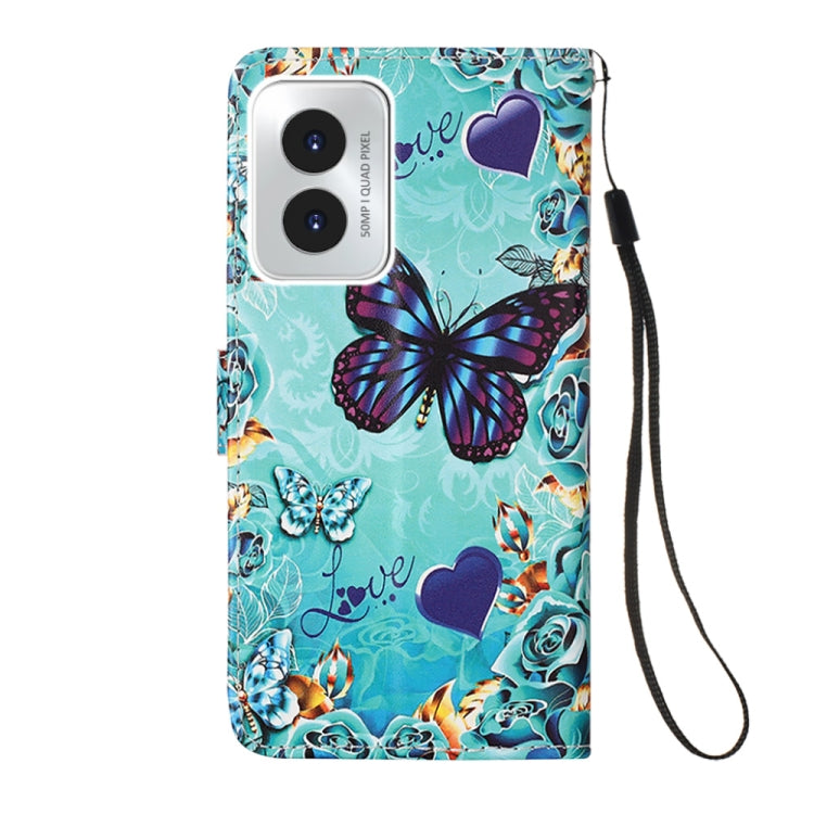 For Motorola Moto G Play 4G 2024 Colored Drawing Pattern Plain Weave Leather Phone Case(Caring Butterfly) - Motorola Cases by PMC Jewellery | Online Shopping South Africa | PMC Jewellery | Buy Now Pay Later Mobicred