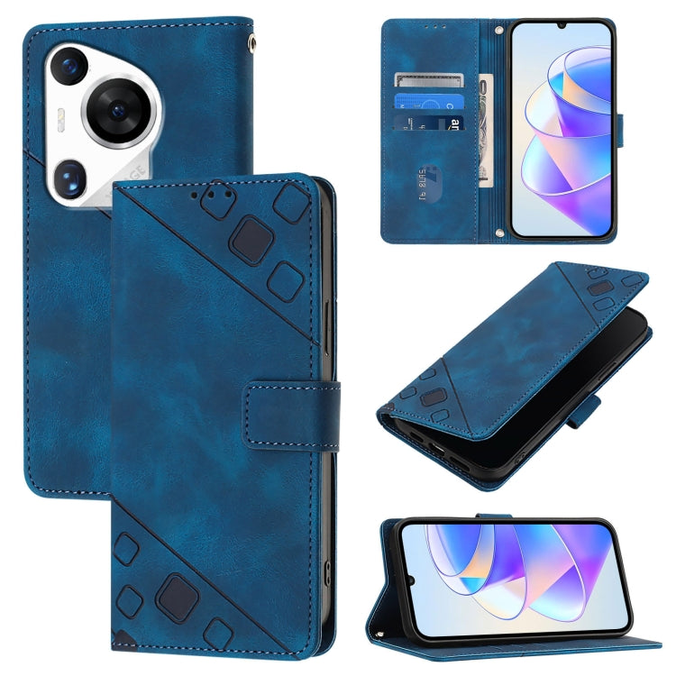 For Huawei Pura 70 Pro Skin Feel Embossed Leather Phone Case(Blue) - free shipping - PMC Jewellery - Order now!