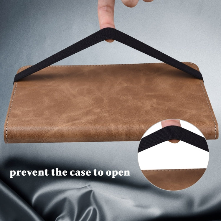 For Lenovo Xiaoxin Pad Pro 12.7 Solid Color Stripe Embossed Leather Tablet Case(Brown) - Lenovo by PMC TechLife | Online Shopping South Africa | PMC TechLife | Buy Now Pay Later Mobicred