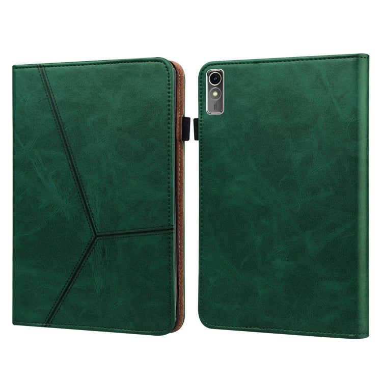 For Lenovo Xiaoxin Pad Pro 12.7 Solid Color Stripe Embossed Leather Tablet Case(Green) - Lenovo by PMC TechLife | Online Shopping South Africa | PMC TechLife | Buy Now Pay Later Mobicred