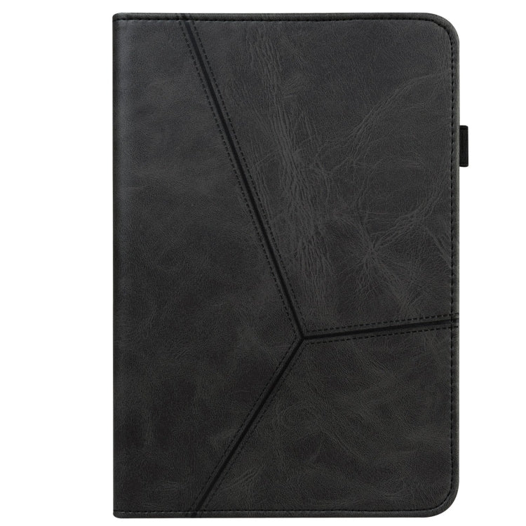 For Lenovo Xiaoxin Pad Pro 12.7 Solid Color Stripe Embossed Leather Tablet Case(Black) - Lenovo by PMC TechLife | Online Shopping South Africa | PMC TechLife | Buy Now Pay Later Mobicred