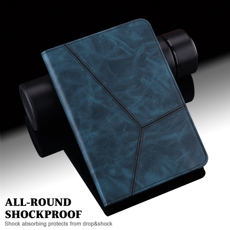 For Samsung Galaxy Tab S9+ / S9 FE+ Solid Color Stripe Embossed Leather Tablet Case(Blue) - Galaxy Tab S9 FE+ by PMC TechLife | Online Shopping South Africa | PMC TechLife | Buy Now Pay Later Mobicred