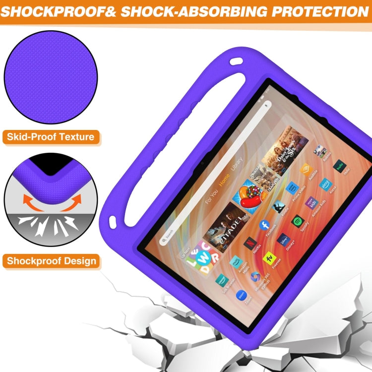 For Amazon Kindle Fire HD 10 2023 Handle EVA Shockproof Tablet Case with Holder(Purple) - Amazon by PMC TechLife | Online Shopping South Africa | PMC TechLife | Buy Now Pay Later Mobicred