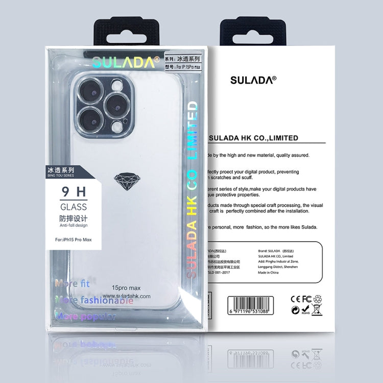 For iPhone 15 Pro Max SULADA TPU Frame + Tempered Glass Transparent Phone Case(Black) - free shipping - PMC Jewellery - Order now!