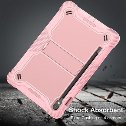 For Samsung Galaxy Tab S9 Shockproof Silicone Hybrid PC Tablet Case with Holder(Rose Gold) - Galaxy Tab S9 Cases by PMC Jewellery | Online Shopping South Africa | PMC Jewellery | Buy Now Pay Later Mobicred