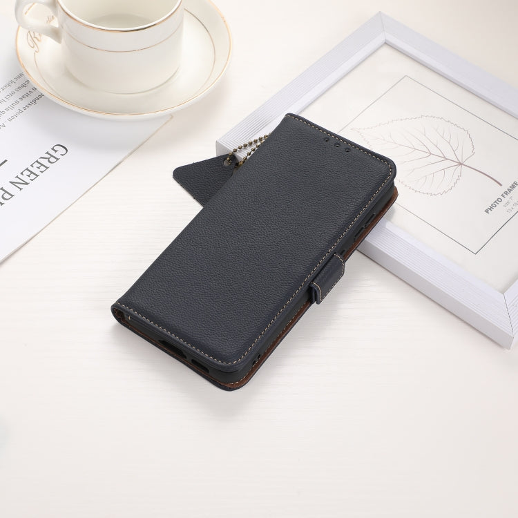 For Sony Xperia 10 VI Side-Magnetic TJ Genuine Leather RFID Phone Case(Blue) - Sony Cases by PMC TechLife | Online Shopping South Africa | PMC TechLife | Buy Now Pay Later Mobicred