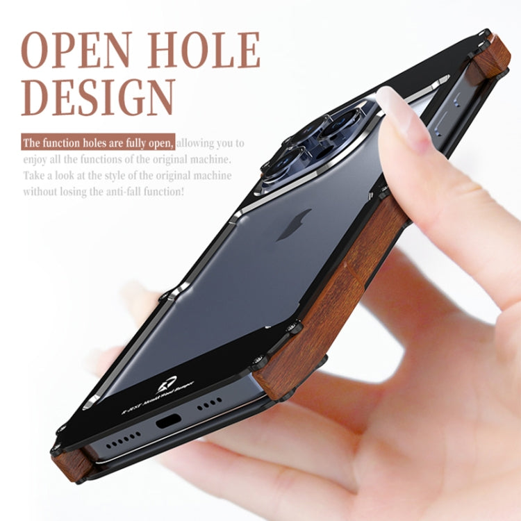 For iPhone 16 Plus R-JUST Ironwood Generation Metal Hybrid Wood Phone Case - free shipping - PMC Jewellery - Order now!