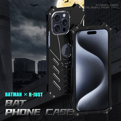 For iPhone 15 Pro Max R-JUST Batman Metal Mobile Phone Protective Case(Black) - iPhone 15 Pro Max Cases by R-JUST | Online Shopping South Africa | PMC Jewellery