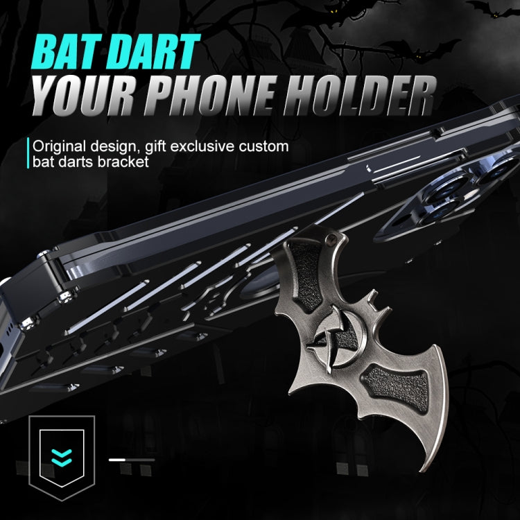 For iPhone 16 Plus R-JUST Batman Hollow Metal Phone Protective Case(Black) - free shipping - PMC Jewellery - Order now!