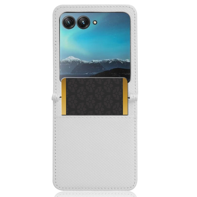 For Motorola Razr 40 Ultra Diamond Texture Leather Phone Case(White) - Motorola Cases by PMC Jewellery | Online Shopping South Africa | PMC Jewellery | Buy Now Pay Later Mobicred