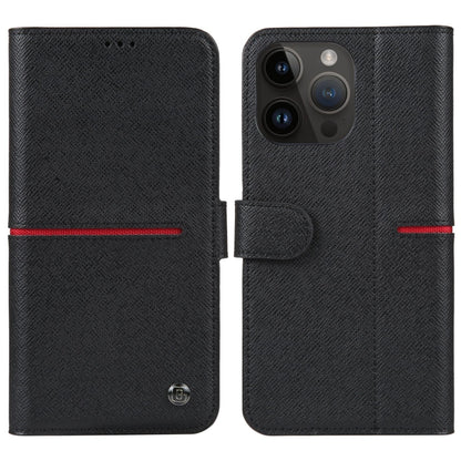 For iPhone 15 Pro Max GEBEI Top-grain Horizontal Flip Leather Phone Case(Black) - iPhone 15 Pro Max Cases by GEBEI | Online Shopping South Africa | PMC Jewellery | Buy Now Pay Later Mobicred