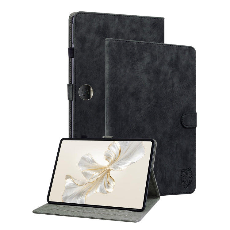For Honor Pad 9 12.1 Embossed Tiger Pattern Leather Tablet Case(Black) - Honor by PMC TechLife | Online Shopping South Africa | PMC TechLife | Buy Now Pay Later Mobicred