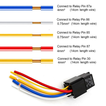 JD2912 80A 12V 5 Pin Car Relay with Wire SPDT Socket Plug - DIY Cables by PMC Jewellery | Online Shopping South Africa | PMC Jewellery