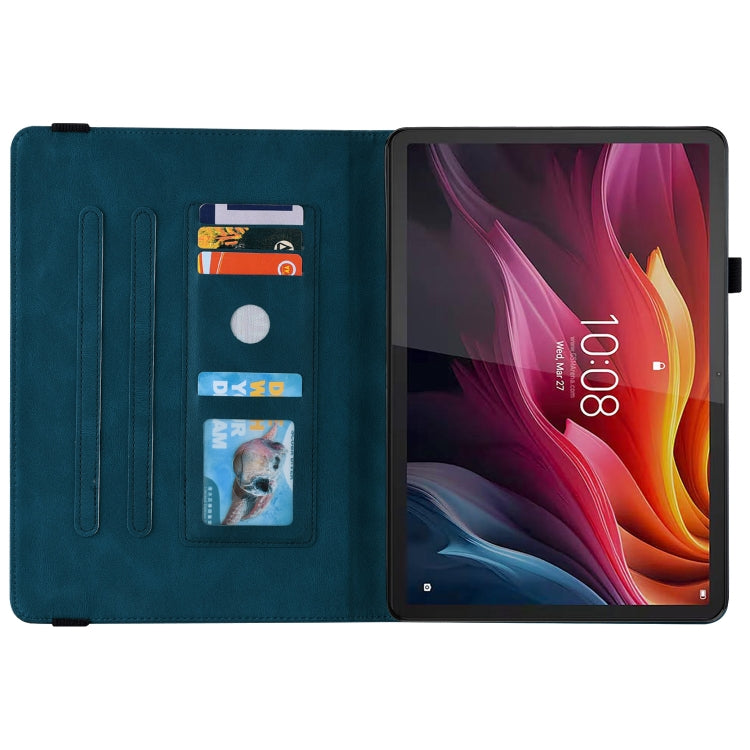 For Lenovo Tab K11 Plus Butterfly Flower Embossed Leather Tablet Case(Blue) - Lenovo by PMC TechLife | Online Shopping South Africa | PMC TechLife | Buy Now Pay Later Mobicred