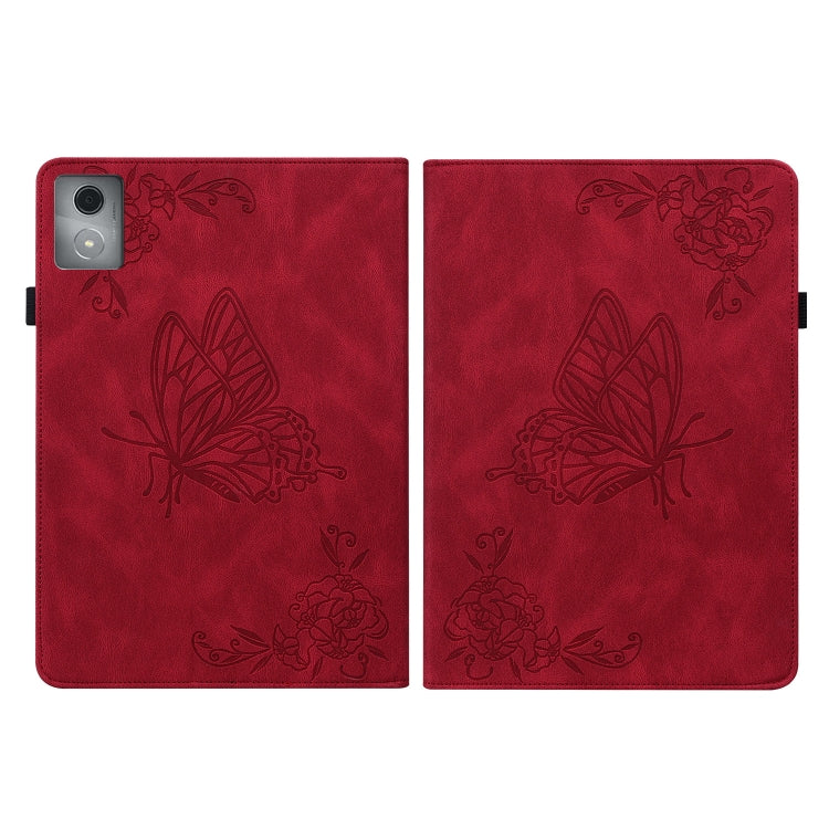 For Lenovo Tab K11 Plus Butterfly Flower Embossed Leather Tablet Case(Red) - Lenovo by PMC TechLife | Online Shopping South Africa | PMC TechLife | Buy Now Pay Later Mobicred