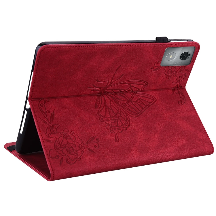 For Lenovo Tab K11 Plus Butterfly Flower Embossed Leather Tablet Case(Red) - Lenovo by PMC TechLife | Online Shopping South Africa | PMC TechLife | Buy Now Pay Later Mobicred
