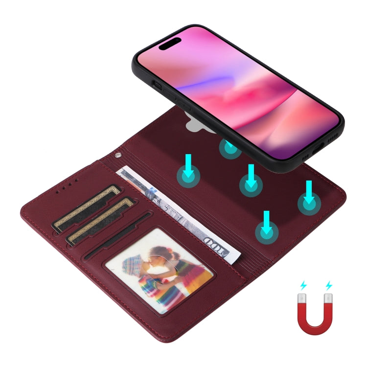 For iPhone 16 Plus BETOPNICE BN-005 2 in 1 Detachable Imitate Genuine Leather Phone Case(Wine Red) - iPhone 16 Plus Cases by BETOPNICE | Online Shopping South Africa | PMC Jewellery | Buy Now Pay Later Mobicred