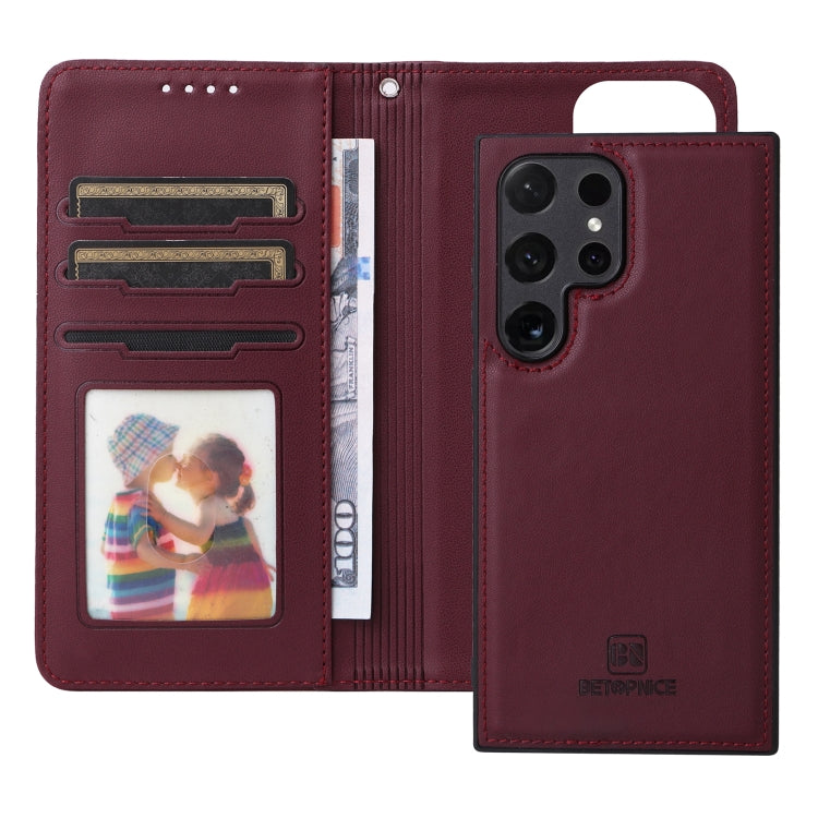 For Samsung Galaxy S24 Ultra 5G BETOPNICE BN-005 2 in 1 Detachable Imitate Genuine Leather Phone Case(Wine Red) - Galaxy S24 Ultra 5G Cases by BETOPNICE | Online Shopping South Africa | PMC Jewellery | Buy Now Pay Later Mobicred