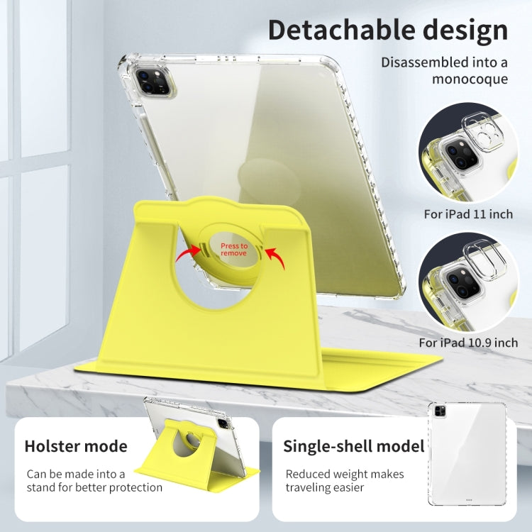 For iPad Pro 11 2024 360 Rotation Detachable Clear Acrylic Leather Tablet Case(Yellow) - free shipping - PMC TechLife - Order now!