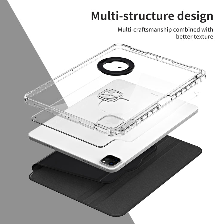 For iPad Pro 13 2024 360 Rotation Detachable Clear Acrylic Leather Tablet Case(Black) - iPad Pro 13 2024 Cases by PMC TechLife | Online Shopping South Africa | PMC TechLife | Buy Now Pay Later Mobicred