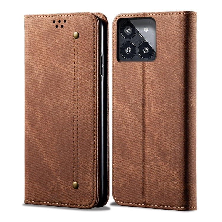 For Xiaomi Redmi K70/K70 Pro Denim Texture Casual Style Horizontal Flip Leather Case(Brown) - K70 Pro Cases by PMC Jewellery | Online Shopping South Africa | PMC Jewellery | Buy Now Pay Later Mobicred