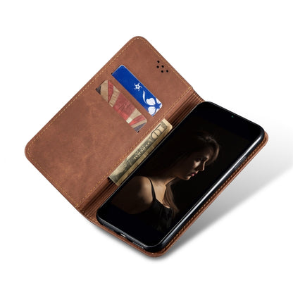 For Xiaomi Redmi K70/K70 Pro Denim Texture Casual Style Horizontal Flip Leather Case(Brown) - K70 Pro Cases by PMC Jewellery | Online Shopping South Africa | PMC Jewellery | Buy Now Pay Later Mobicred