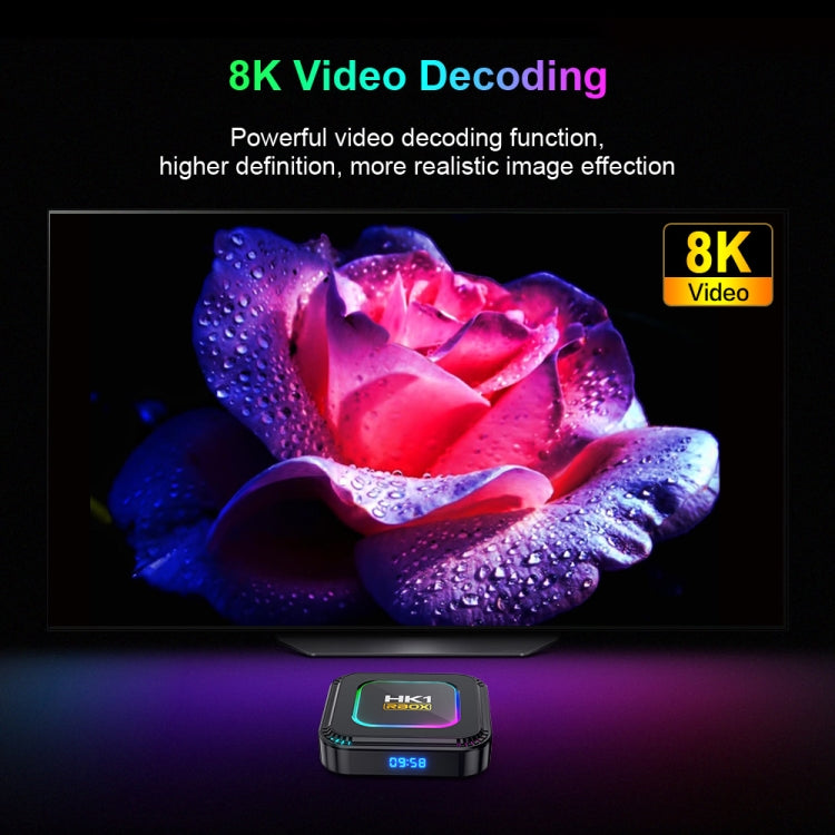 HK1 RBOX K8 8K Android 13.0 Smart TV Box with Remote Control, 4GB+128GB, RK3528 Quad-Core(EU Plug) - Others by PMC Jewellery | Online Shopping South Africa | PMC Jewellery | Buy Now Pay Later Mobicred