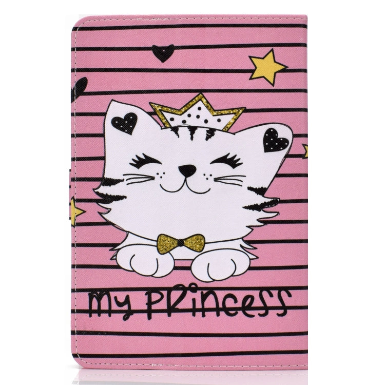 For 10 inch Universal Colored Drawing Pattern Horizontal Flip PU Leather Case with Holder & Card Slots(Crown Cat) - free shipping - PMC TechLife - Order now!