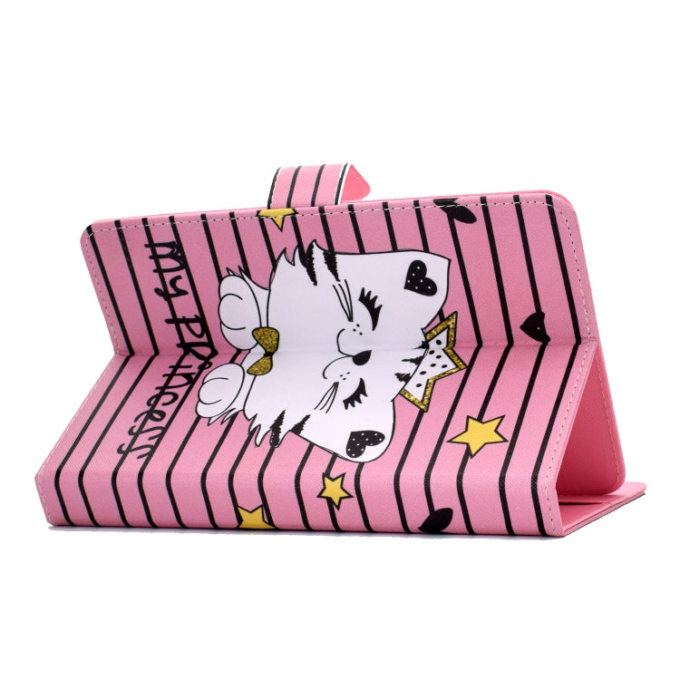 For 10 inch Universal Colored Drawing Pattern Horizontal Flip PU Leather Case with Holder & Card Slots(Crown Cat) - free shipping - PMC TechLife - Order now!