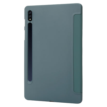 For Samsung Galaxy Tab S9+ / S10+ 3-Fold Holder Silicone Leather Tablet Case(Dark Green) - Galaxy Tab S9+ Cases by PMC Jewellery | Online Shopping South Africa | PMC Jewellery | Buy Now Pay Later Mobicred