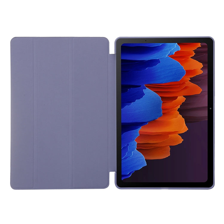For Samsung Galaxy Tab S10 FE / S9 FE / S9 3-Fold Holder Silicone Leather Tablet Case(Dark Blue) - free shipping - PMC Jewellery - Order now!