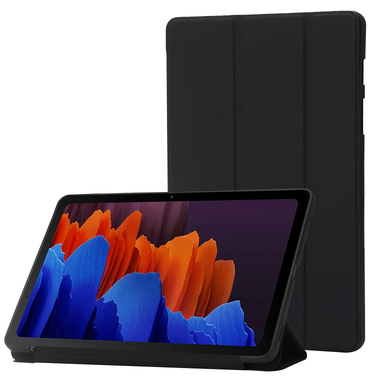 For Samsung Galaxy Tab S9 3-Fold Holder Silicone Leather Tablet Case(Black) - Galaxy Tab S9 Cases by PMC Jewellery | Online Shopping South Africa | PMC Jewellery | Buy Now Pay Later Mobicred