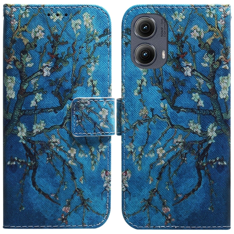 For Motorola Edge 2024 Coloured Drawing Flip Leather Phone Case(Apricot) - Motorola Cases by PMC Jewellery | Online Shopping South Africa | PMC Jewellery | Buy Now Pay Later Mobicred