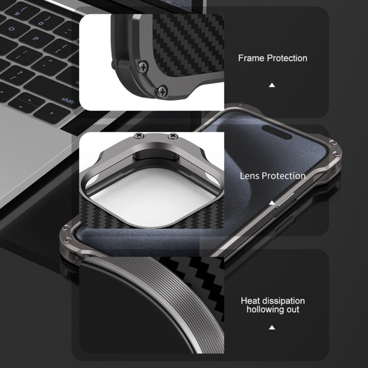 For iPhone 15 Pro Max R-JUST RJ51 Hollow MagSafe Magnetic Metal Phone Case(Space Grey) - free shipping - PMC TechLife - Order now!