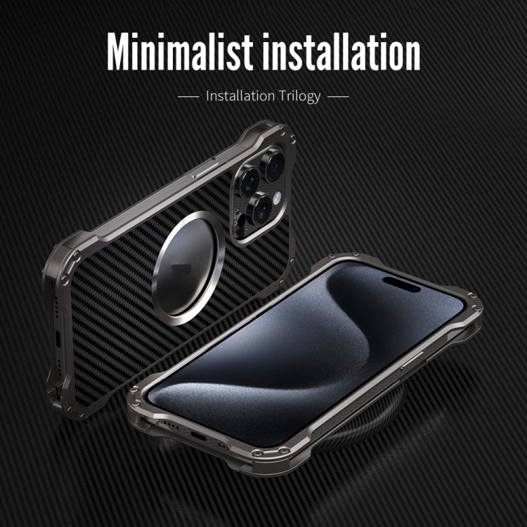 For iPhone 15 Pro Max R-JUST RJ51 Hollow MagSafe Magnetic Metal Phone Case(Space Grey) - free shipping - PMC TechLife - Order now!