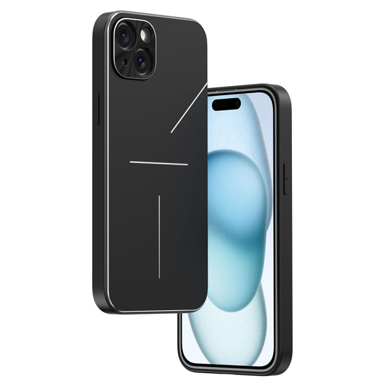 For iPhone 15 R-JUST RJ52 3-Line Style Metal TPU Shockproof Phone Case(Black) - iPhone 15 Cases by R-JUST | Online Shopping South Africa | PMC Jewellery