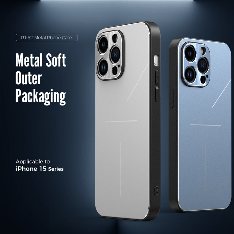 For iPhone 15 Plus R-JUST RJ52 3-Line Style Metal TPU Shockproof Phone Case(Blue) - iPhone 15 Plus Cases by R-JUST | Online Shopping South Africa | PMC TechLife | Buy Now Pay Later Mobicred