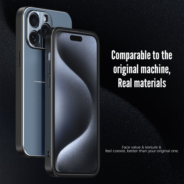 For iPhone 15 R-JUST RJ52 3-Line Style Metal TPU Shockproof Phone Case(Black) - iPhone 15 Cases by R-JUST | Online Shopping South Africa | PMC Jewellery