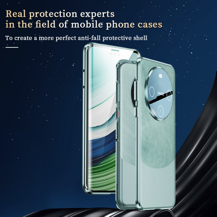 For Huawei Mate 60 Double-sided Plain Leather Glass Phone Case(Cyan-blue) - Huawei Cases by PMC TechLife | Online Shopping South Africa | PMC TechLife | Buy Now Pay Later Mobicred