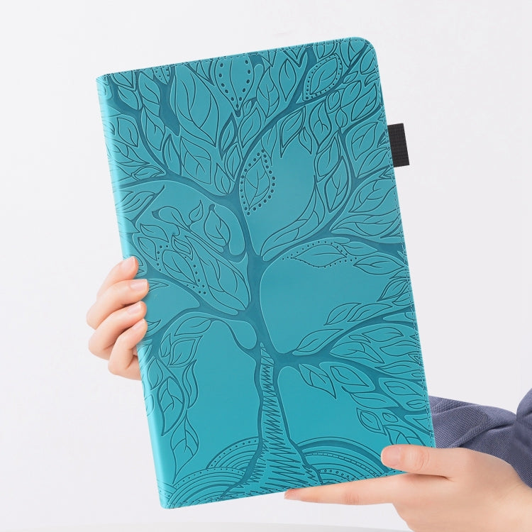 For Honor Pad 9 Tree Life Series Embossed Leather Tablet Case(Lake Blue) - Honor by PMC TechLife | Online Shopping South Africa | PMC TechLife | Buy Now Pay Later Mobicred