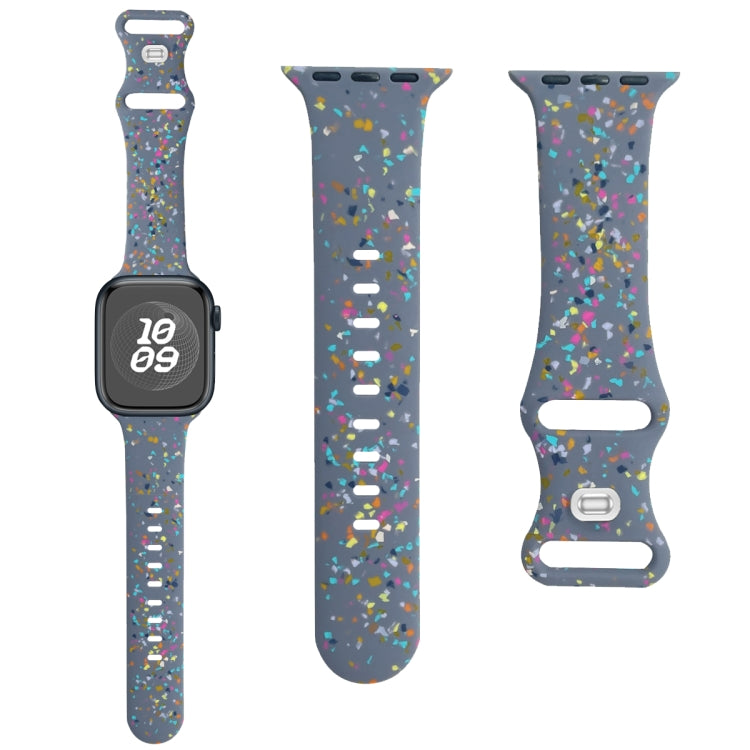 For Apple Watch Serie 9 45mm Floral Silicone Watch Band(Grey) - Watch Bands by PMC TechLife | Online Shopping South Africa | PMC TechLife