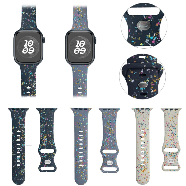 For Apple Watch Serie 9 45mm Floral Silicone Watch Band(Grey) - Watch Bands by PMC TechLife | Online Shopping South Africa | PMC TechLife