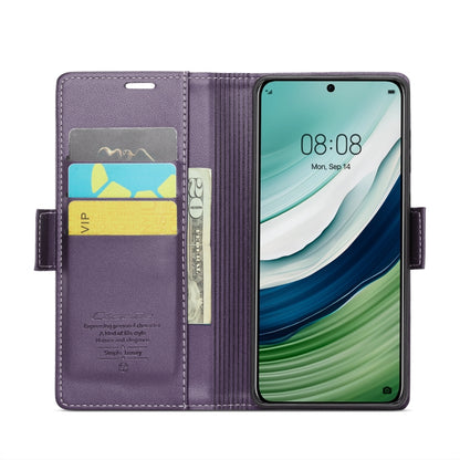 For Huawei Mate 60 CaseMe 023 Butterfly Buckle Litchi Texture RFID Anti-theft Leather Phone Case(Pearly Purple) - Huawei Cases by CaseMe | Online Shopping South Africa | PMC Jewellery | Buy Now Pay Later Mobicred