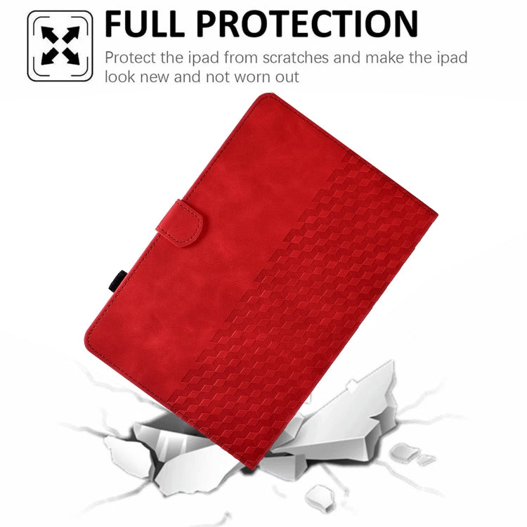For Samsung Galaxy Tab A9+ Rhombus Embossed Leather Tablet Case(Red) - Galaxy Tab A9+ by PMC TechLife | Online Shopping South Africa | PMC TechLife