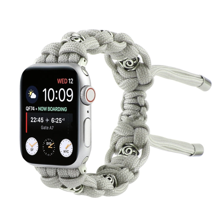 For Apple Watch Series 9 41mm Silk Silver Beads Braided Watch Band(Grey) - Watch Bands by PMC Jewellery | Online Shopping South Africa | PMC Jewellery